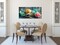 Summer Lotus Flower Wall Art for Living Room, Floral Canvas Wall Decor for Bedroom, Teal Vintage Print Painting, Colorful Artwork for Home, Aesthetic Picture Decoration, Size 40x20